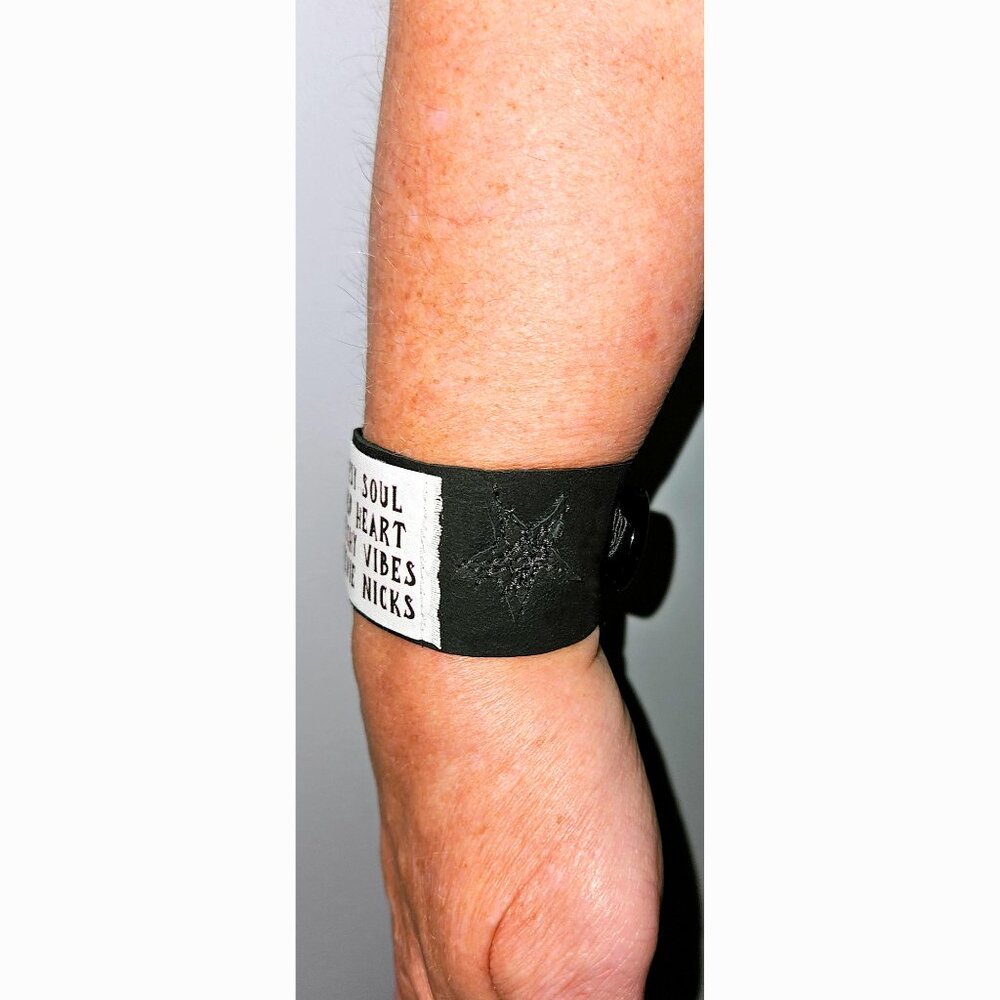 Stevie Nicks Wild Heart Black Leather Cuff Bracelet Hippie Gypsy Soul Jewelry - Picture 4 of 9
